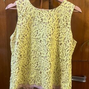 Ann Taylor Yellow Lace Sleeveless Blouse